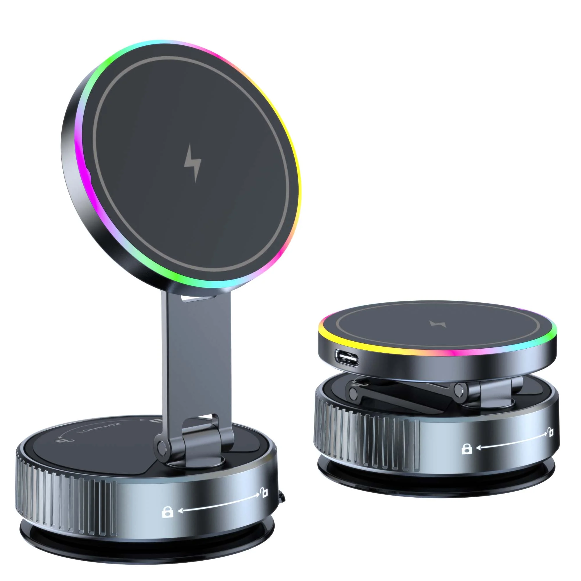 3in1 Car Phone Holder With LED Light & Charger