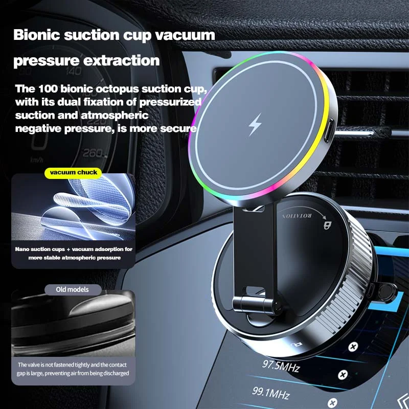 3in1 Car Phone Holder With LED Light & Charger - Image 3